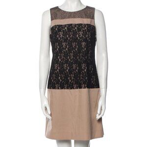 Designer Paule Ka nude and black lace dress, size medium US 6